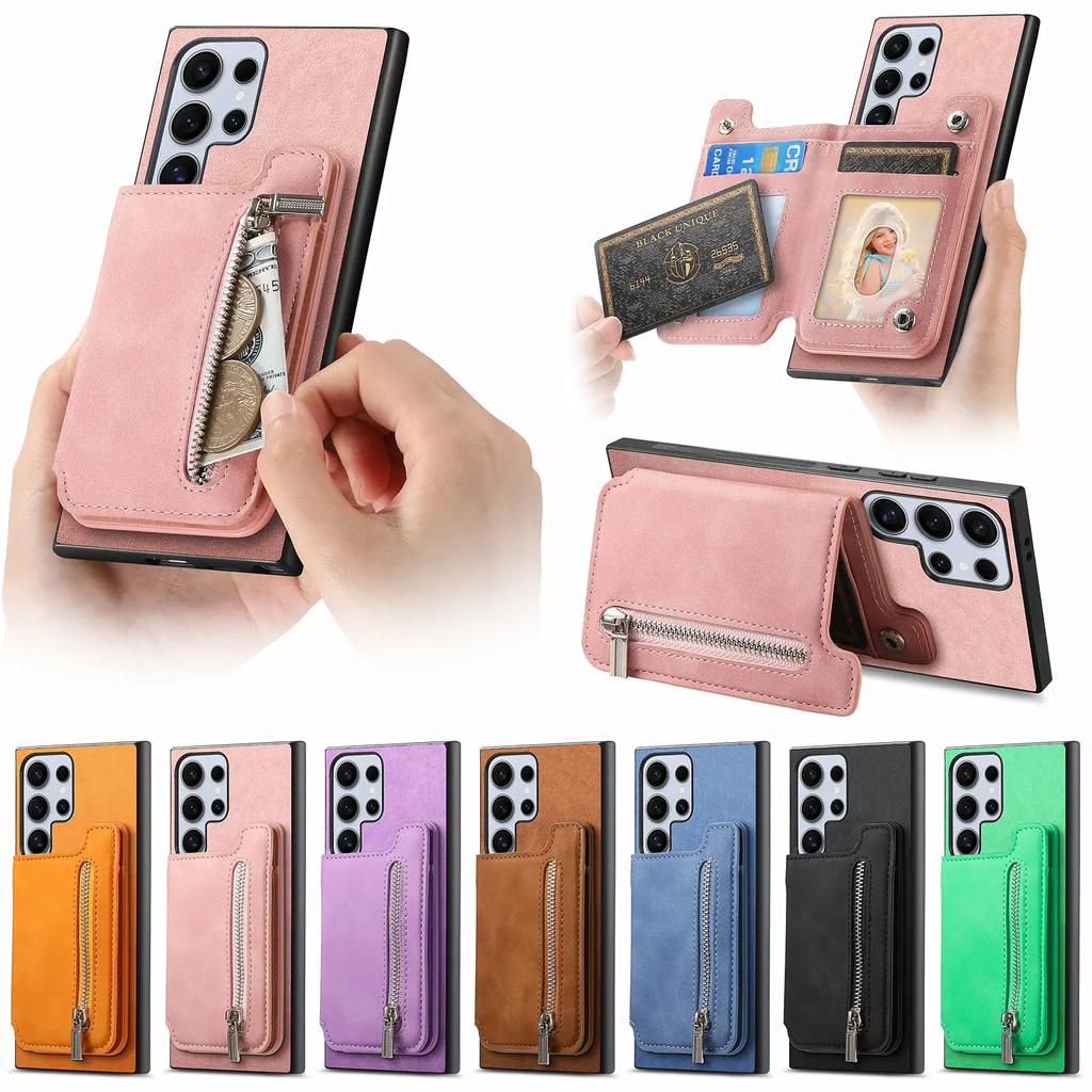 2 in 1 Magnetic Cards Solt Zipper Wallet Leather Detachable Case For Samsung Galaxy S24 Ultra S23 Plus A05 A55 A15 A25 Bag Cover