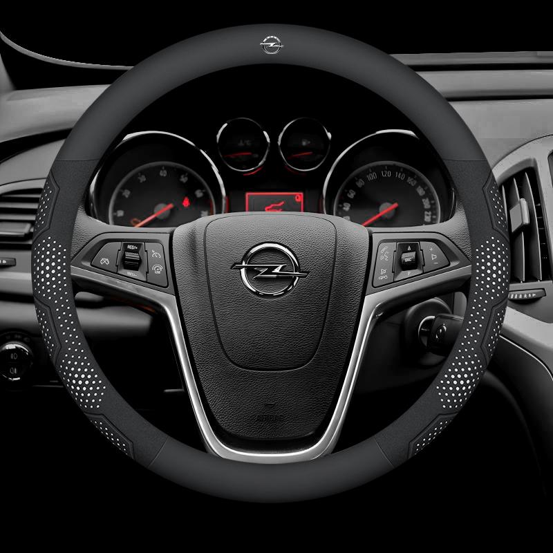 For Opel OPCline ASTRA CORSA INSIGNIA MOKKA VECTRA GTC Tigra Carbon Fiber Suede Leather Car Steering Wheel Cover Accessories