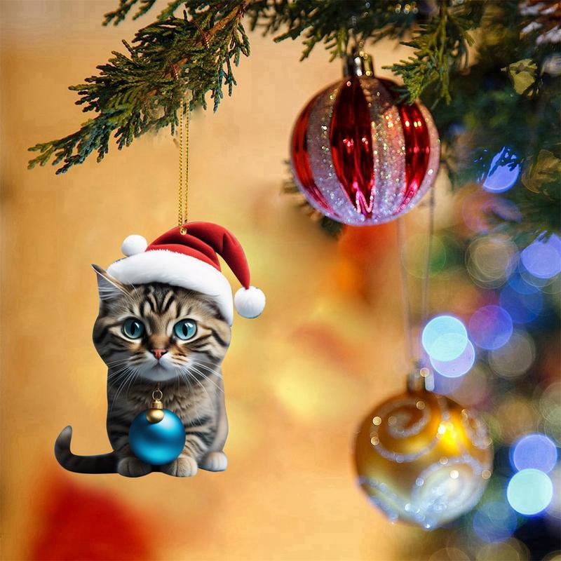 Cat Pendant Christmas Cat Hanging Tree Ornament Funny Christmas Pendant Gift For Xmas Tree Decoration Car Interior Decoration