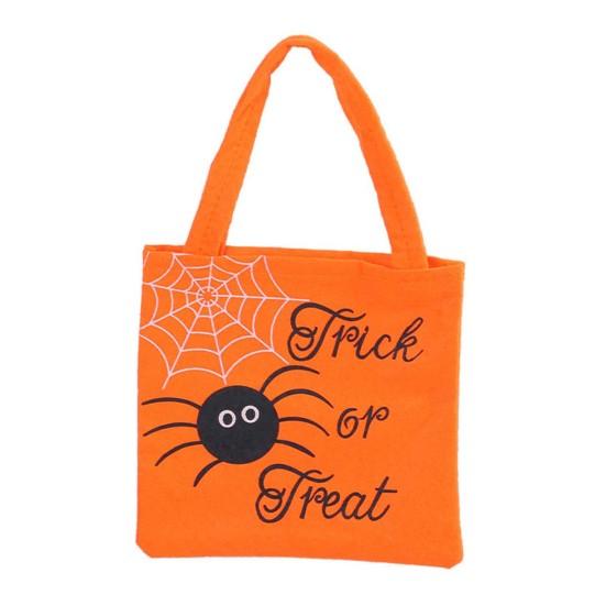 Reusable Shopping Tote Halloween Candy Bag, Non-woven Fabric Trick or Treat Bag with Pumpkin Goodie Ghost Patterns, Large Capacity Storage Basket for
