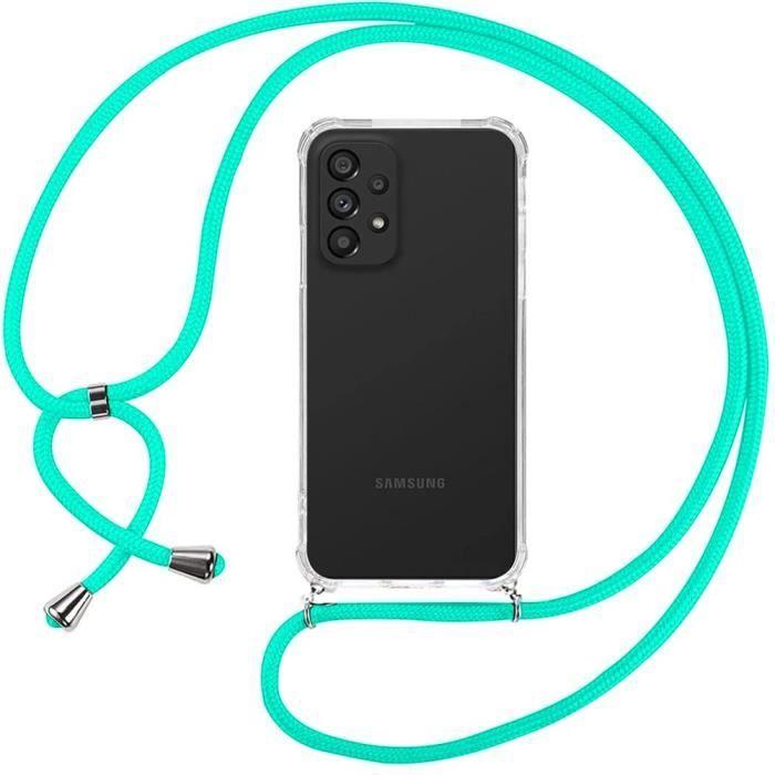 Coque de téléphone - Samsung - A73 5G - TPU AntiChoc - Transparente - Tour de Cou Vert