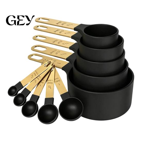 Kitchen Measurement Set 10Pcs Measuring Cups And Spoons Set, Stainless Steel for Dry Liquid Ingredients, Nesting Baking Tools, Gadgets Wet Ingredient