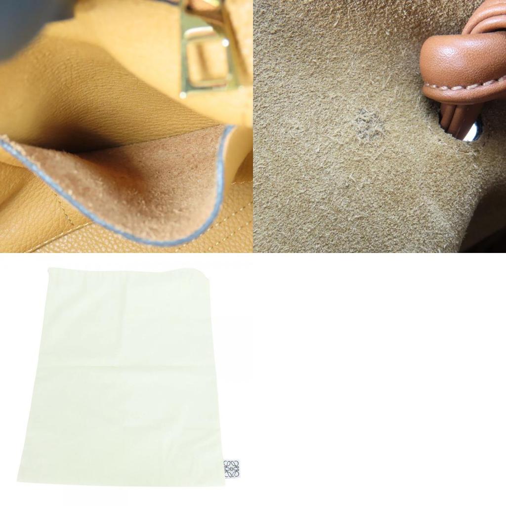Used LOEWE Tote Bag Flamenco knots leather Camel Brown anagram