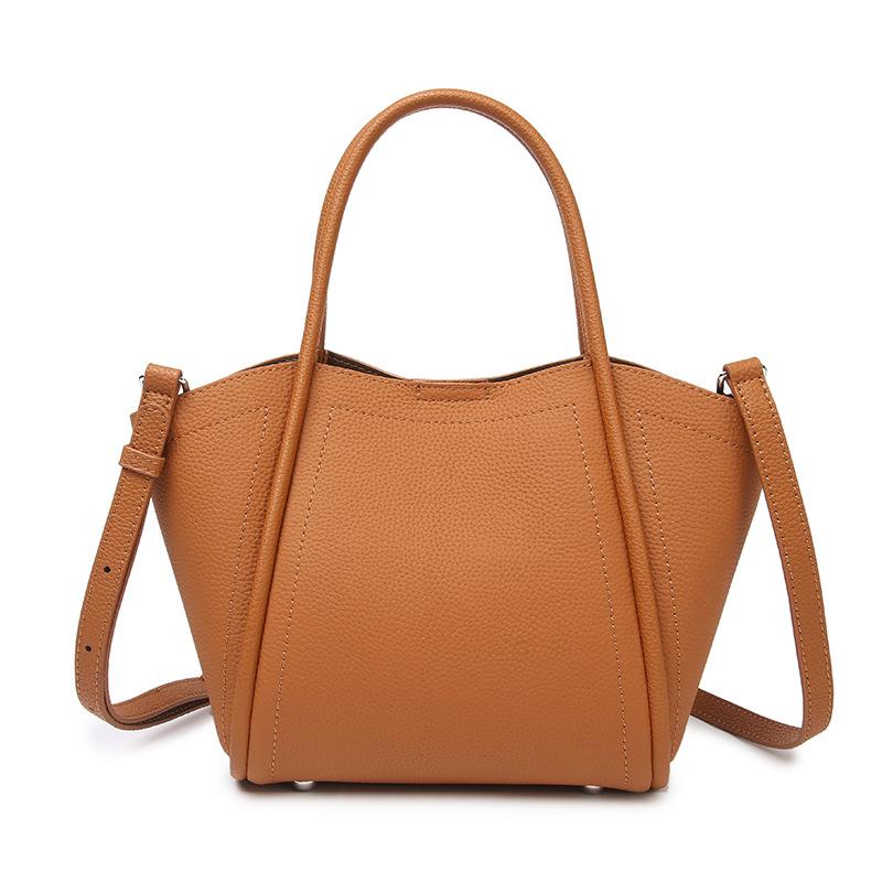 Fashion Cowhide Handbag for Women 2025 New Trend Large Capacity Bucket Versatile Commuter Genuine Leather Shoulder Crossbody Bag