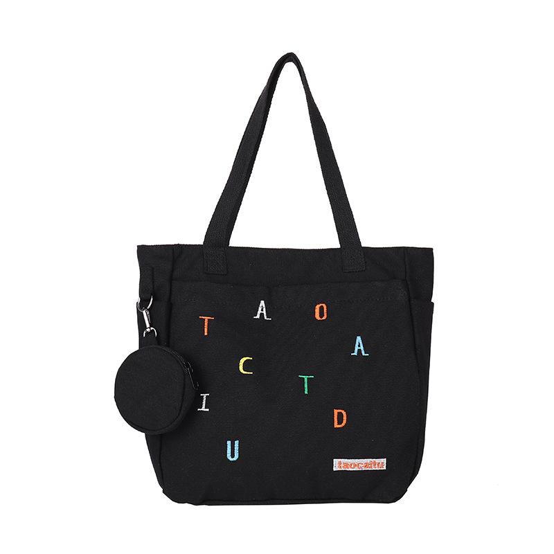 

Fashion Letter Print Tote Bag for Women, Large Capacity Casual Shoulder Handbag, Student and Daily Use Shopping Bag чорний