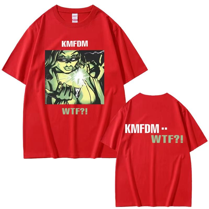 T-shirt Uomo Donna Stampa Grafica WTF Rock Band KMFDM Edizione Limitata Estiva Vintage Gotico Punk Casual Cotone Puro