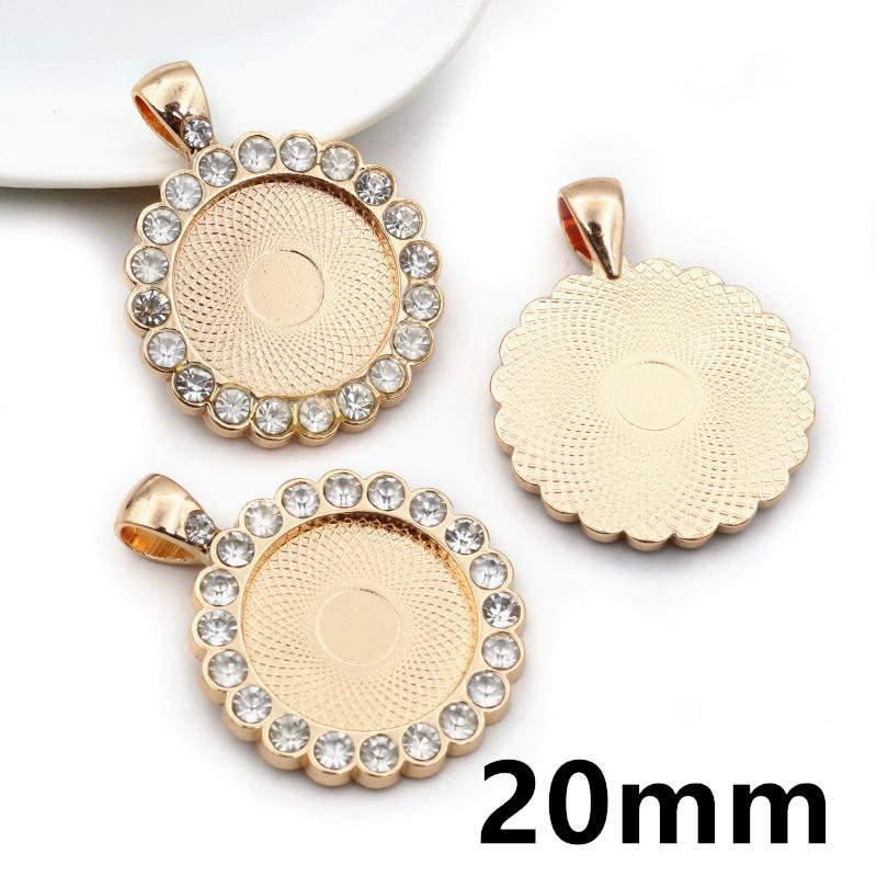 5pcs Fits 20mm 25mm 18x25mm 30x40mm Cabochons with Rhinestone Round Oval Pendant Blank Base SettingTray DIY Jewelry Accessories