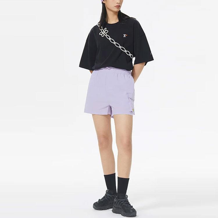 Li Ning Sports Lifestyle Series Color Pattern Printed Round Neck Loose Short Sleeve T-Shirt Women Tops Black AHSS320-2