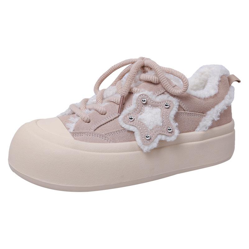 Thick sole simple casual versatile velvet thickened baseplate shoes women's 2025 new autumn and winter warm light sports shoes