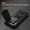 KEYSION Shockproof Armor Case for Xiaomi 15T Pro 5G Slide Camera Protection Metal Ring Stand Phone Back Cover for Xiaomi 15T 5G