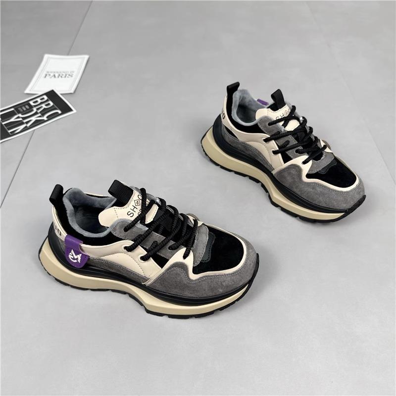 Waffle Forrest Gump shoes women's velvet year autumn and winter versatile increase height and thinness thick sole color matching sports