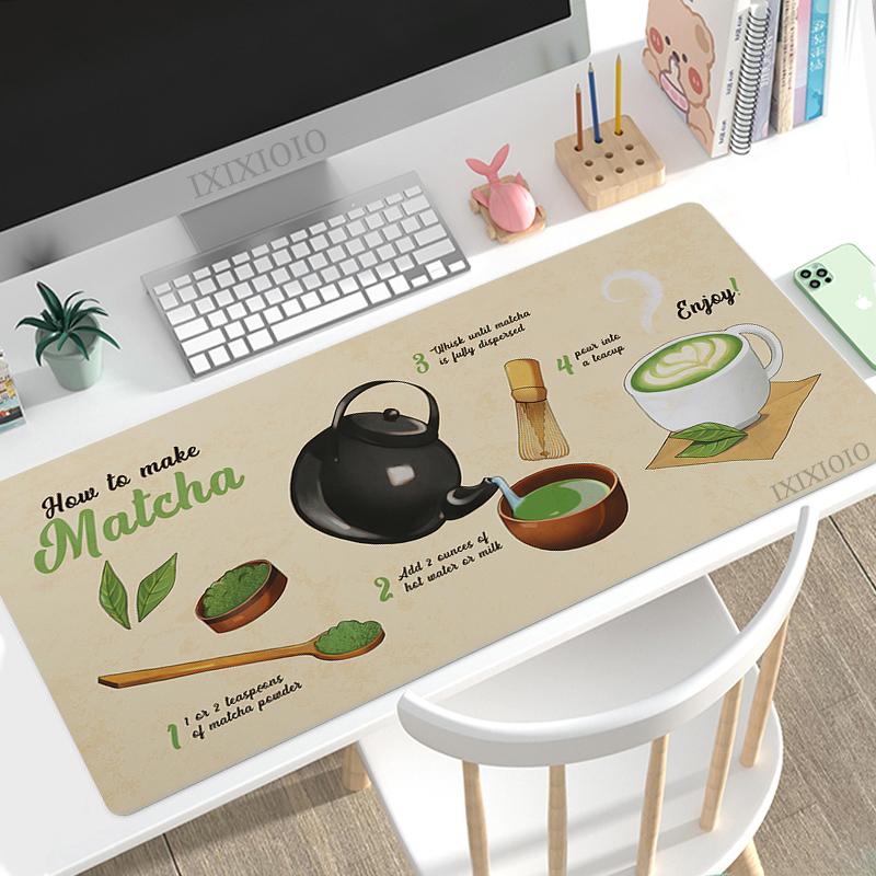 Green Matcha Mouse Pad Gaming XL New HD Mousepad XXL Desk Mats Carpet Natural Rubber Office Computer Mouse Mat Desktop Mouse Pad
