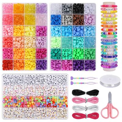 9x6mm Pony Beads 24-Compartment Pack: Large Hole Barrel Beads for DIY Bracelet Making