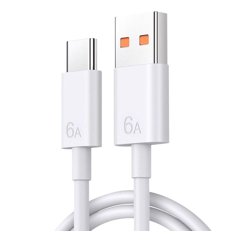 120W Dual Type-C Fast Charging Cable for Apple/Huawei Devices, 6A USB to Type-C [White] 66W Super Fast Charge