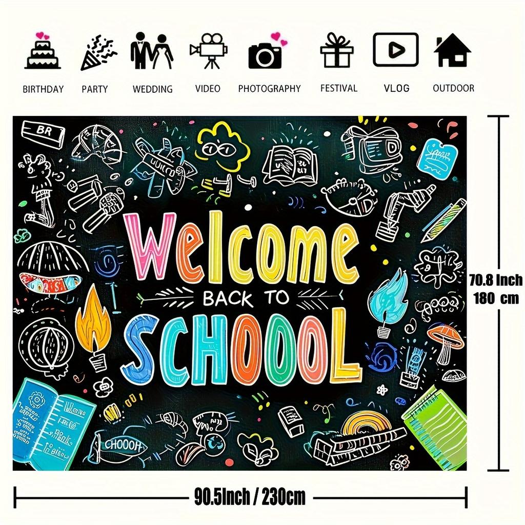 1 Striscione di Bentornato a Scuola - Decorazione Festa Primo Giorno per Insegnanti e Studenti Oggetti di Scena per Studio Fotografico Forniture Tavolo Torta
