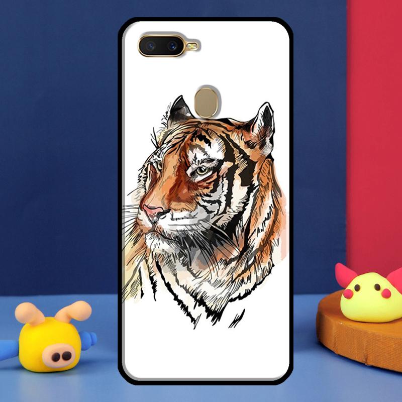 Lion Tiger Face Case For Oppo A16 A76 A96 A58 A78 A98 A5 A9 A91 A15 A17 A77 A52 A72 A74 A94 A54S A57S Cover