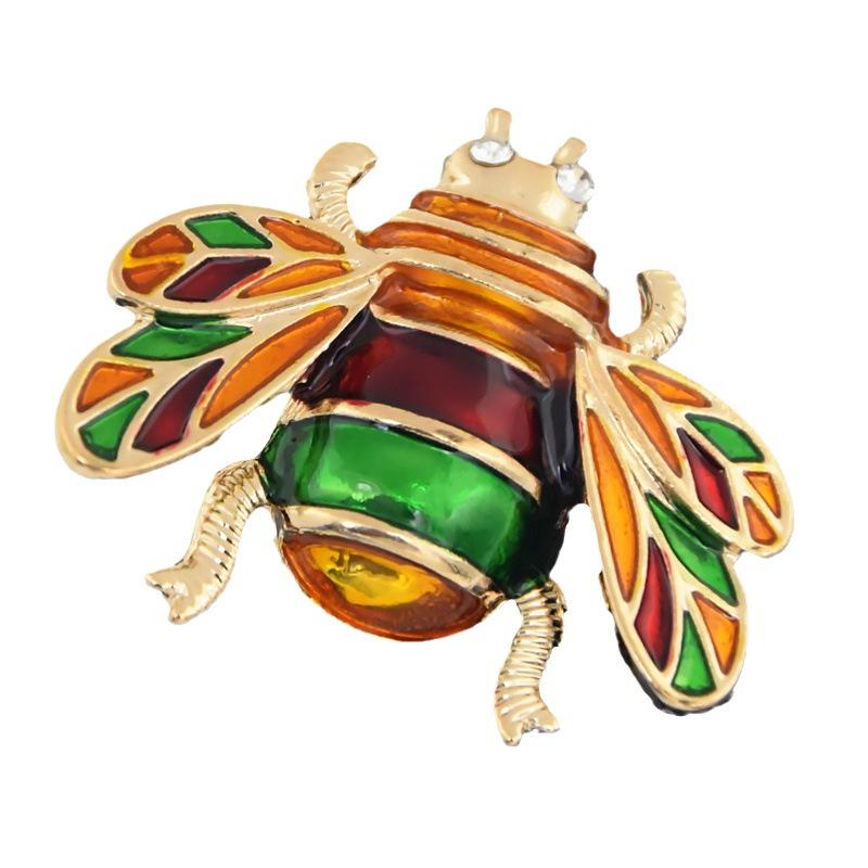 Vintage Bemalte Bienenbrosche Mode Emaille Niedliche Insektennadel Käfer Kragennadel Damenbekleidung