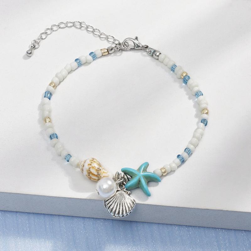Bohemian Starfish Shell Beaded Bracelet For Women Girls Handmade Rice Beads Conch Bracelets Summer Beach Vacation Party Jewelry