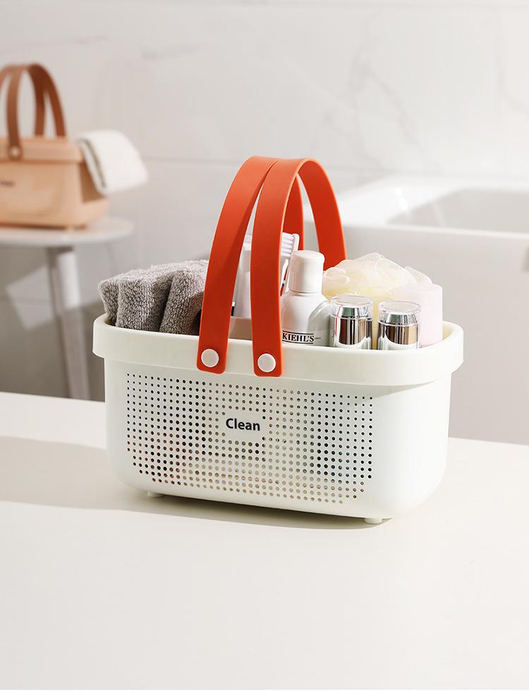 Blue Bath Caddy and Toiletries Basket for Men and Women - Portable Bathroom Storage Box