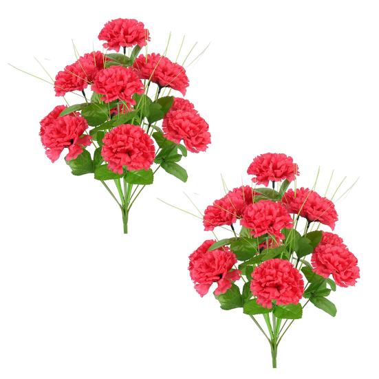 2Pcs Artificial Carnation Realistic 12 Head Fake Silk Flower Wedding Party Indoor Outdoor