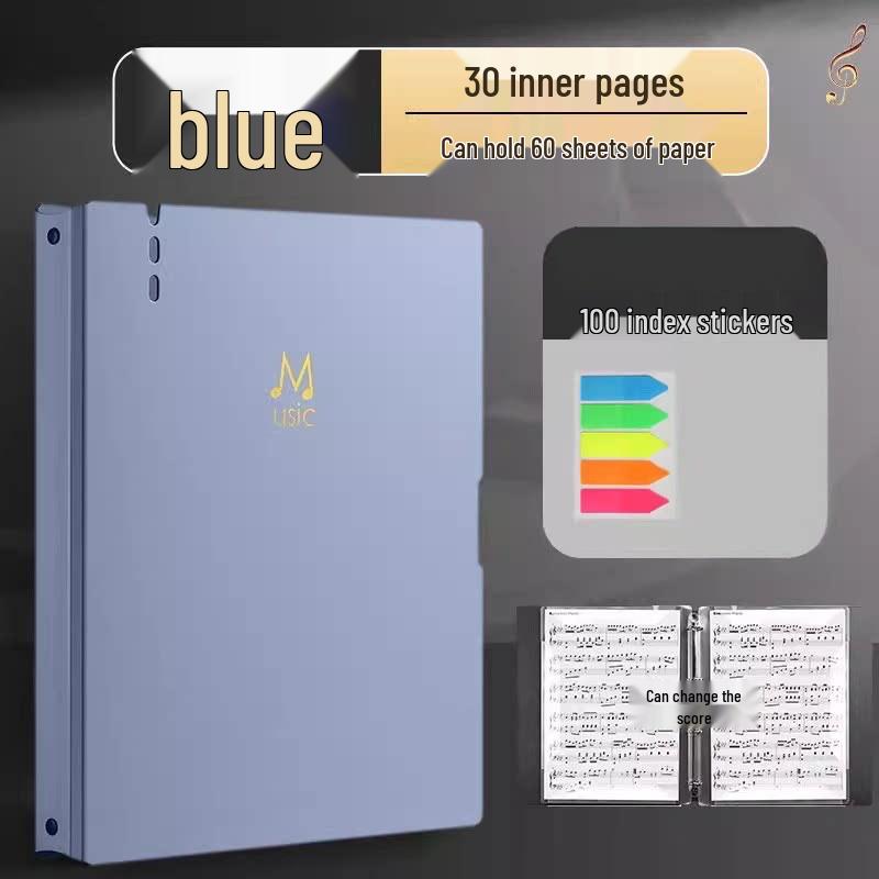 Black Non-Reflective Sheet Music Clip & Folder for Piano and Drum Stands with Transparent Insert Pages