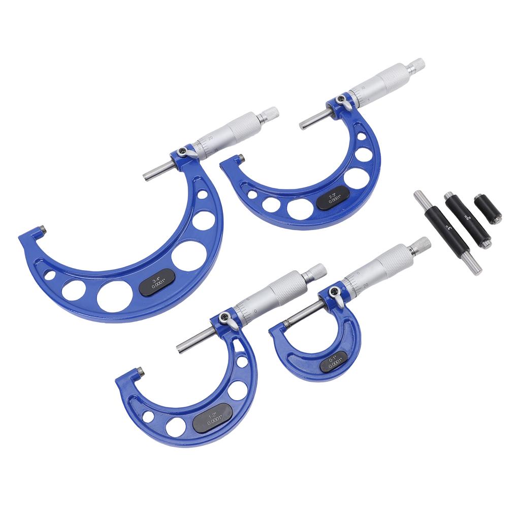 4PCS Micrometer Set 0 1 Inch 1 2 Inch 2 3 Inch 3 4 Inch Machinist Outside Micrometer Measuring Tool High Accuracy