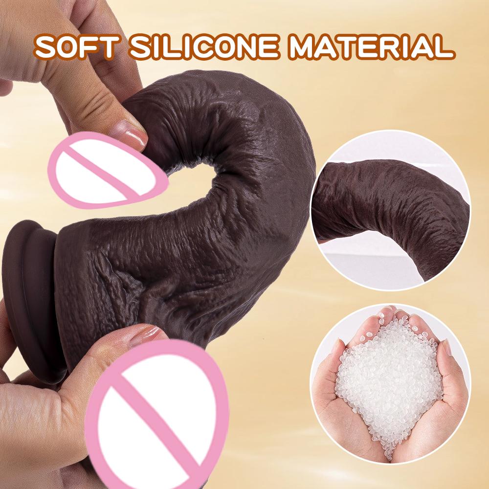 Realistic Soft Dildo Big Glans Cock Double Silicone Penis Vaginal Masturbation Suction Cup Dick Woman Man Anal Sex Toys