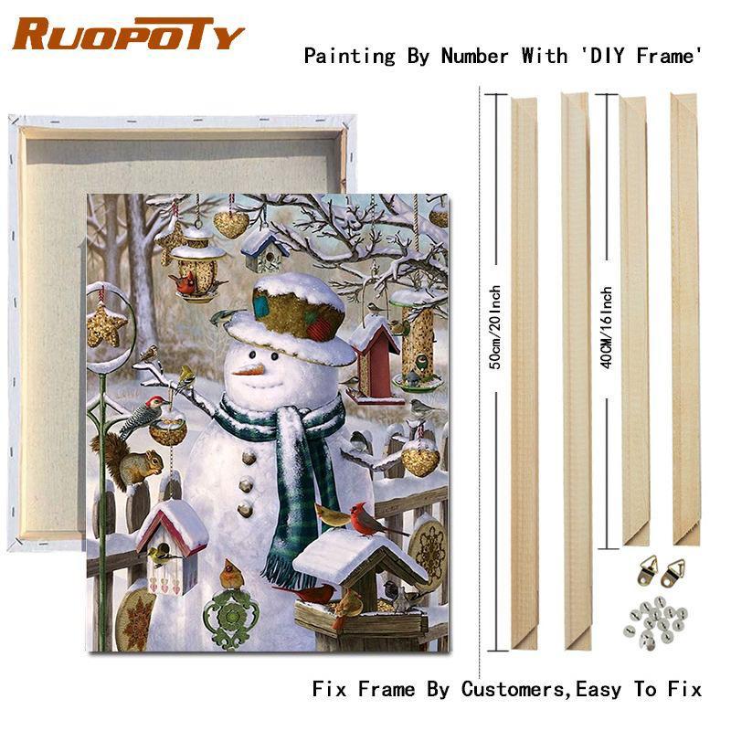 RUOPOTY Malování podle čísla Vánoční ručně malované jedinečné dárky Nástěnné obrazy podle čísla Sady sněhuláka do obývacího pokoje