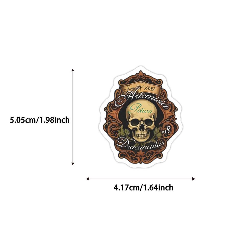 50pcs Retro Witchcraft Poison Bottle Stickers for Planner & Phone Case - Waterproof DIY Decorative Set