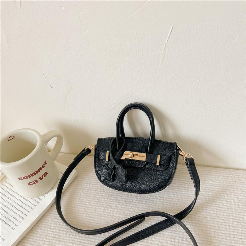 Мини-сумка через плечо для девочки из ПУ с узором «лисички», дышащая, прочная, для детей чёрный