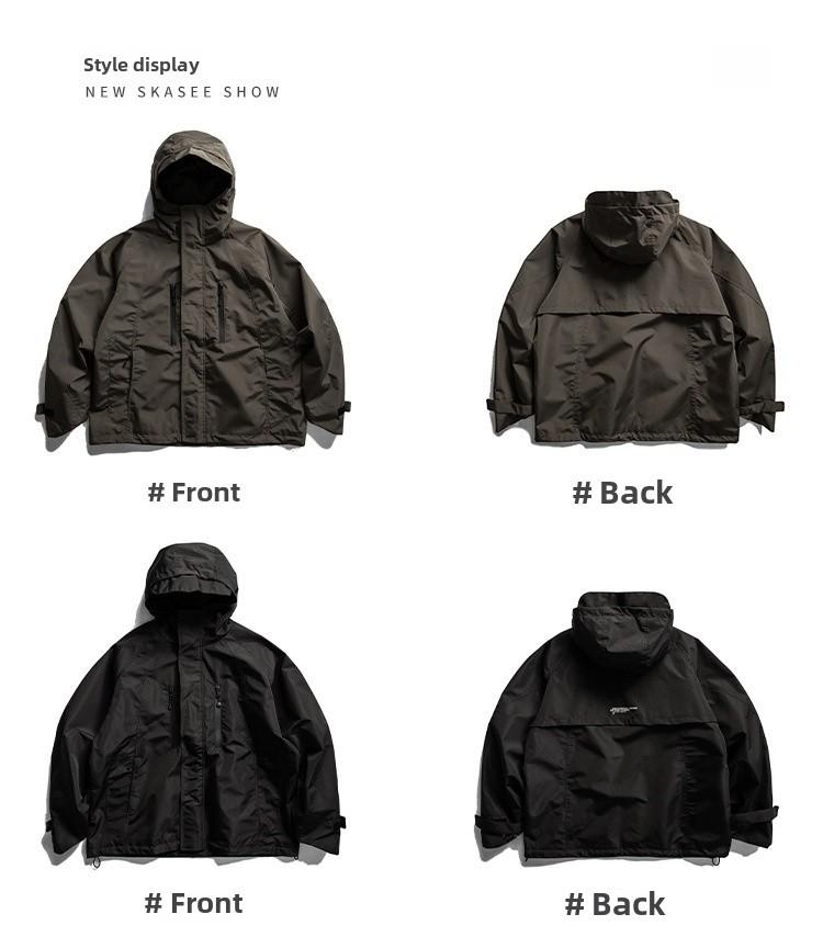 Herren Schwarze Kapuzen-Winddichte Wasserdichte Outdoor-Arbeitsjacke für Herbst/Winter