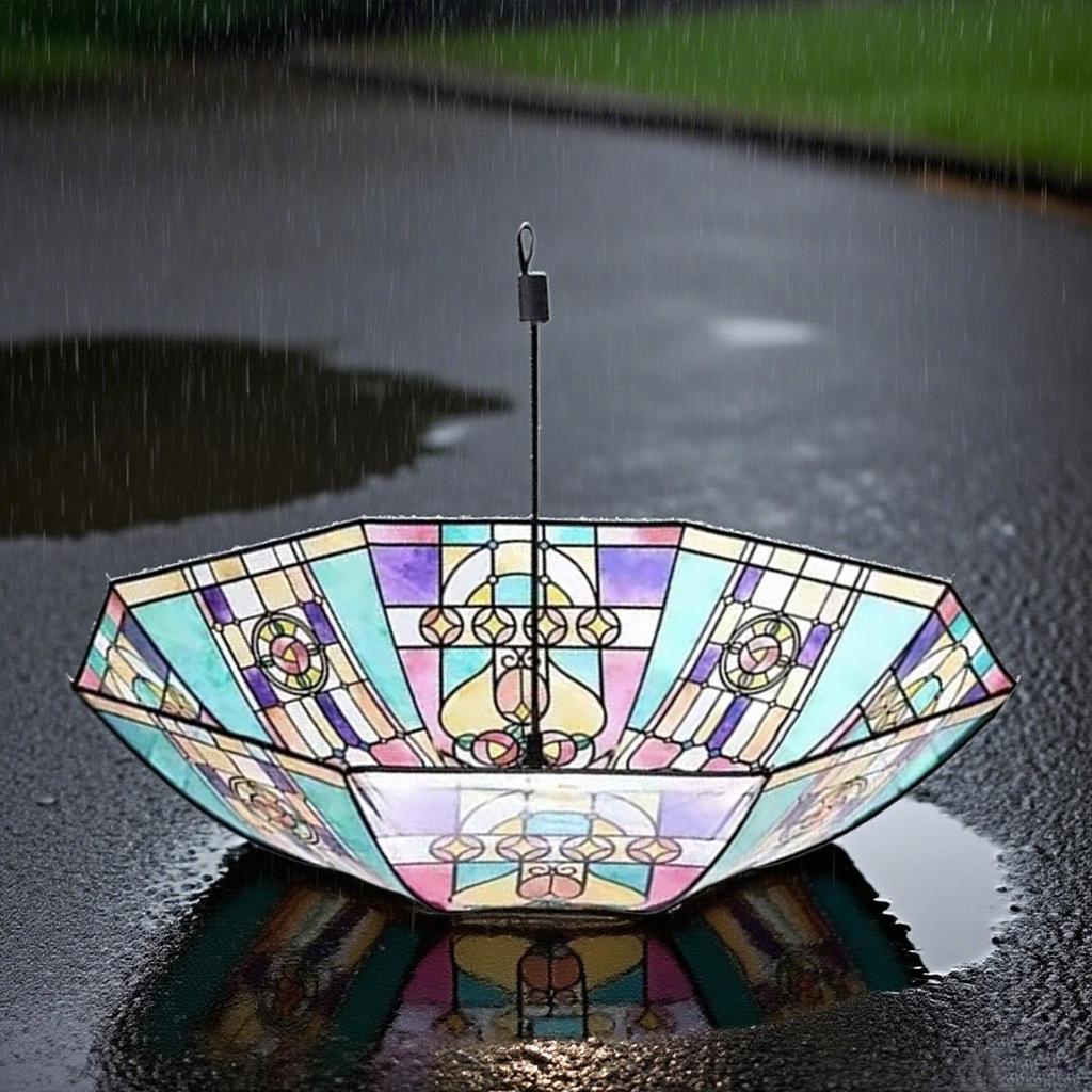 Vintage Stained Glass Auto Umbrella Automatic Stained Glass Wind Proof Umbrellas Rain UV Protection Shade Fashion Accessories