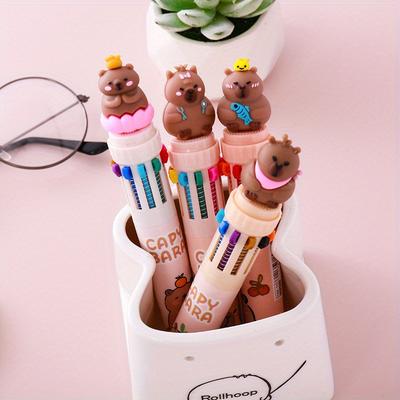 5pcs Kapibala Ten-color Ballpoint Pen Creative Stationery Color Notebook Pen Small Fresh School Supplies Ballpoint Pen