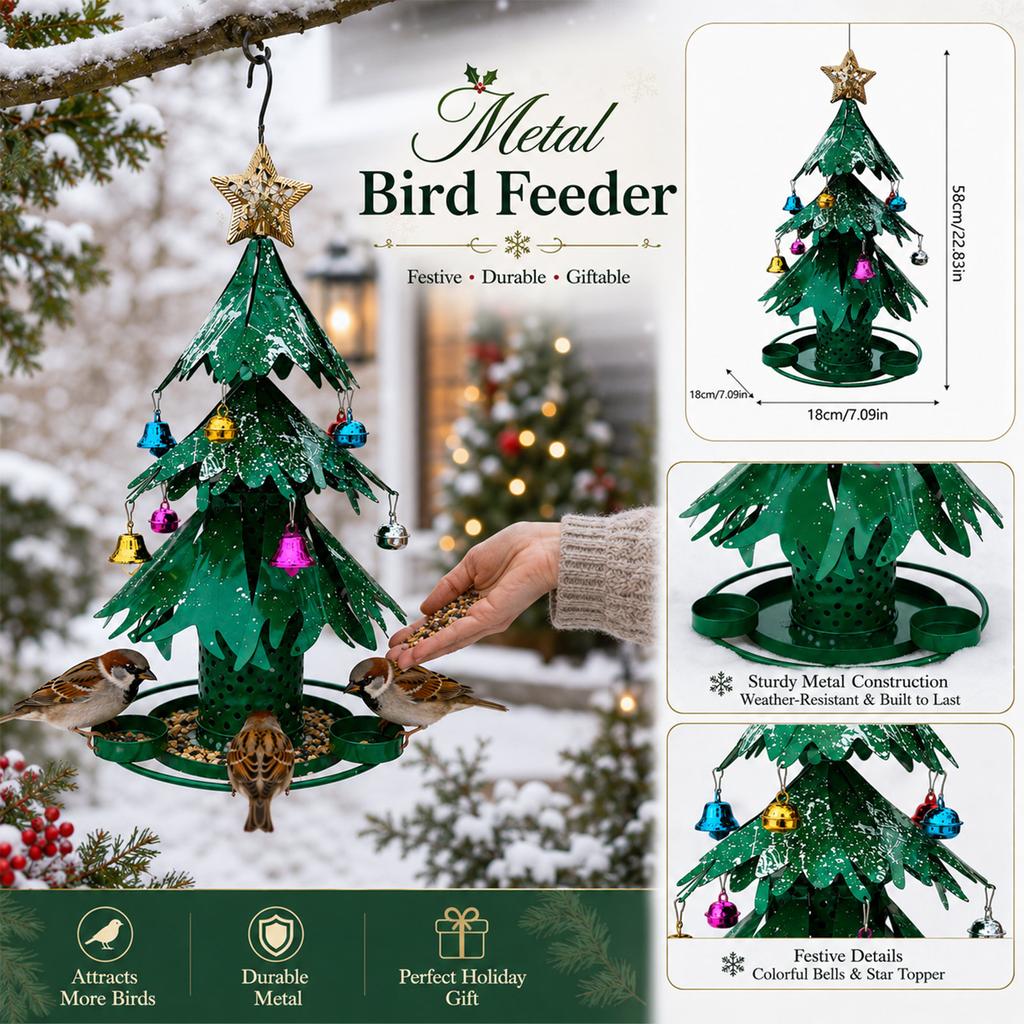 Christmas Tree Bird Feeder for Outdoor Holiday Backyard Decoration