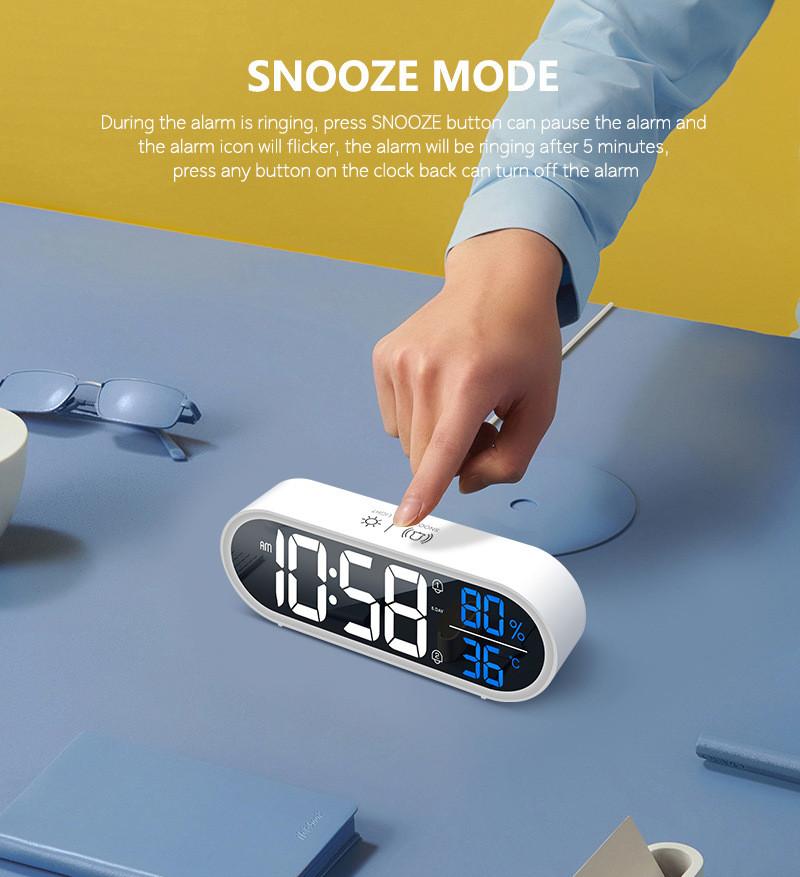 Modern Minimalist Led Digital Alarm Clock With Lighted Mirror For Home Office Desk Decor