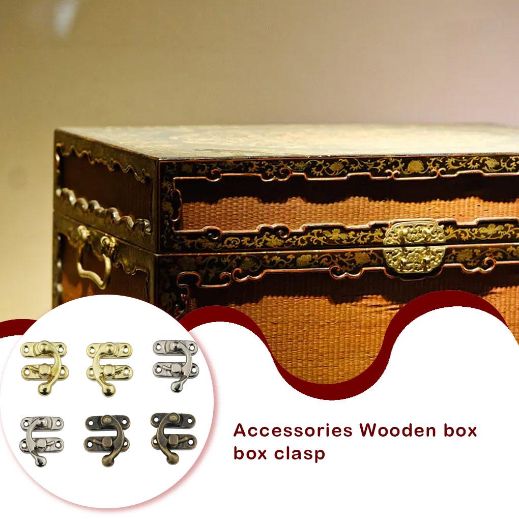 Padlock Vintage Hasp Decorative Hook Lock Protective Concealed Jewelry Wooden Box Furniture Hardware Accessories Gifts