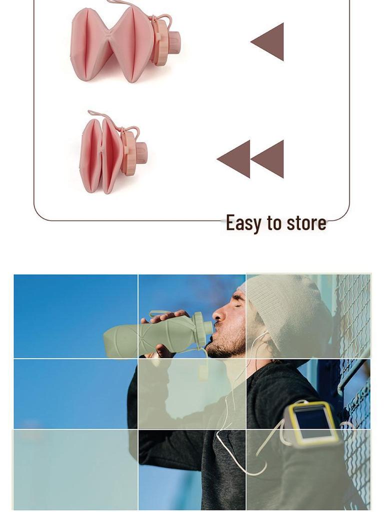 Silicone Folding Water Cup - Portable Diamond Design, Large Capacity Sports Cycling Bottle
