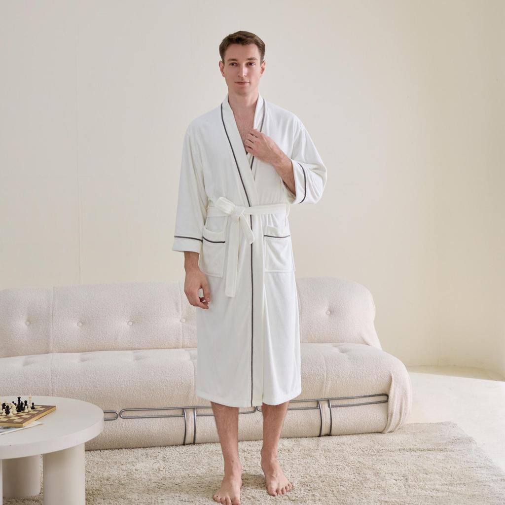 Terry Cloth Long Bathrobe - Unisex Nightgown for Home, Hotel, or B&B