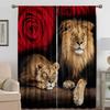 2PC Curtains With Animal Avatars Printed On Lions   Tigers   And Leopards Are Suitable For Kitchens   Cafes   Living Rooms   Balconie