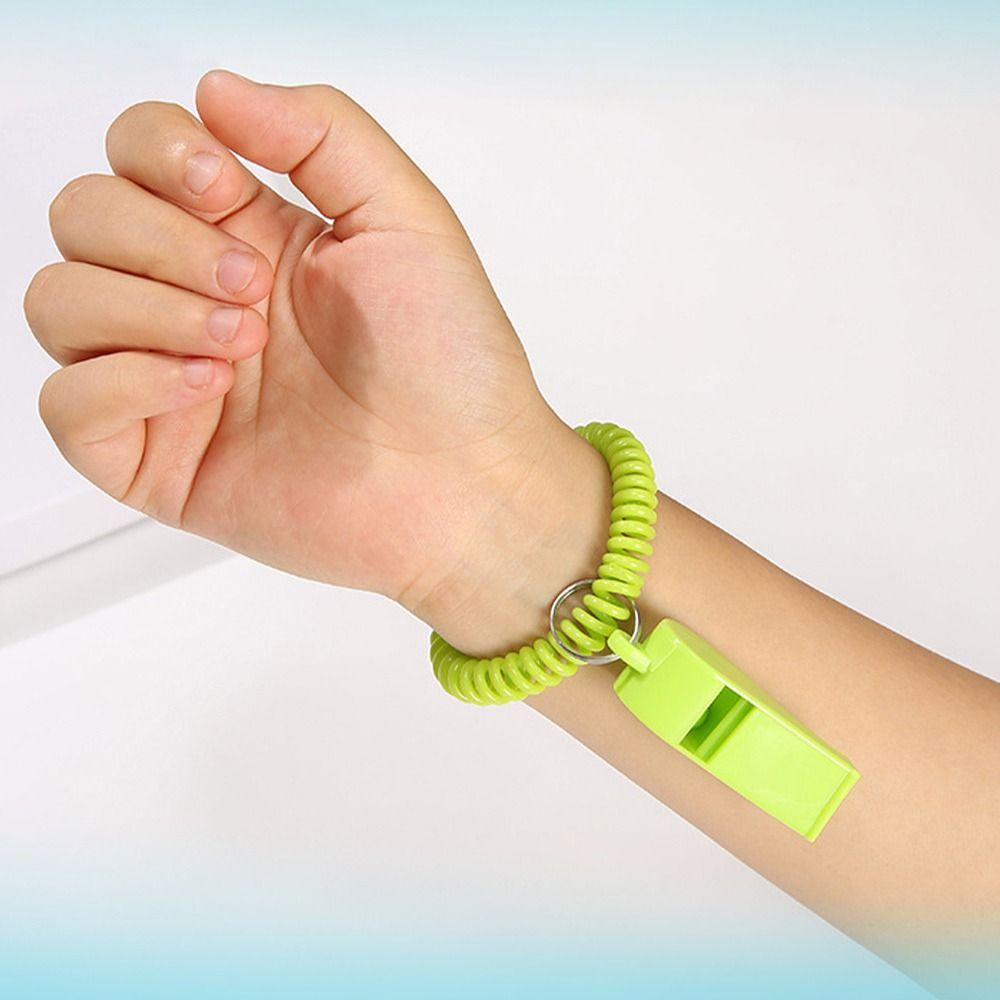 5pcs With Rope Spring Wristband Whistle Plastic Rugby Party Whistle  Training School Soccer Tools