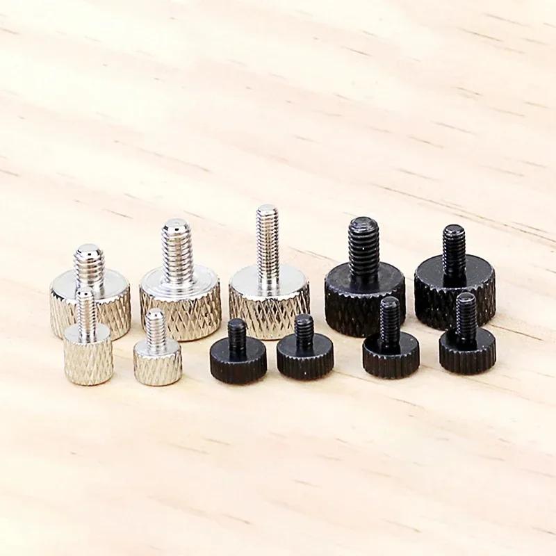 Carbon Steel Cylindrical Flat Head Hand Tighten Adjust Screw M1.6 M2 M2.5 M3 M4 M5 Knurled Thumb Bolt For DIY & Lens & Caliper