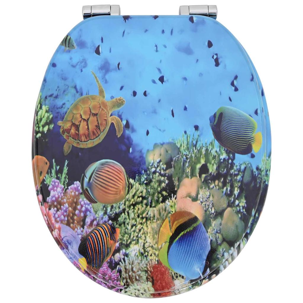 Soft Close Toilet Seat Set 2 pcs Deep Ocean Blue 44 x 38 cm