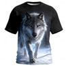 Men's Summer Crew-Neck T-Shirt with Cool Lion Print Casual Short-Sleeve Loose-Fit Pullover Fashionable Street Style for Men