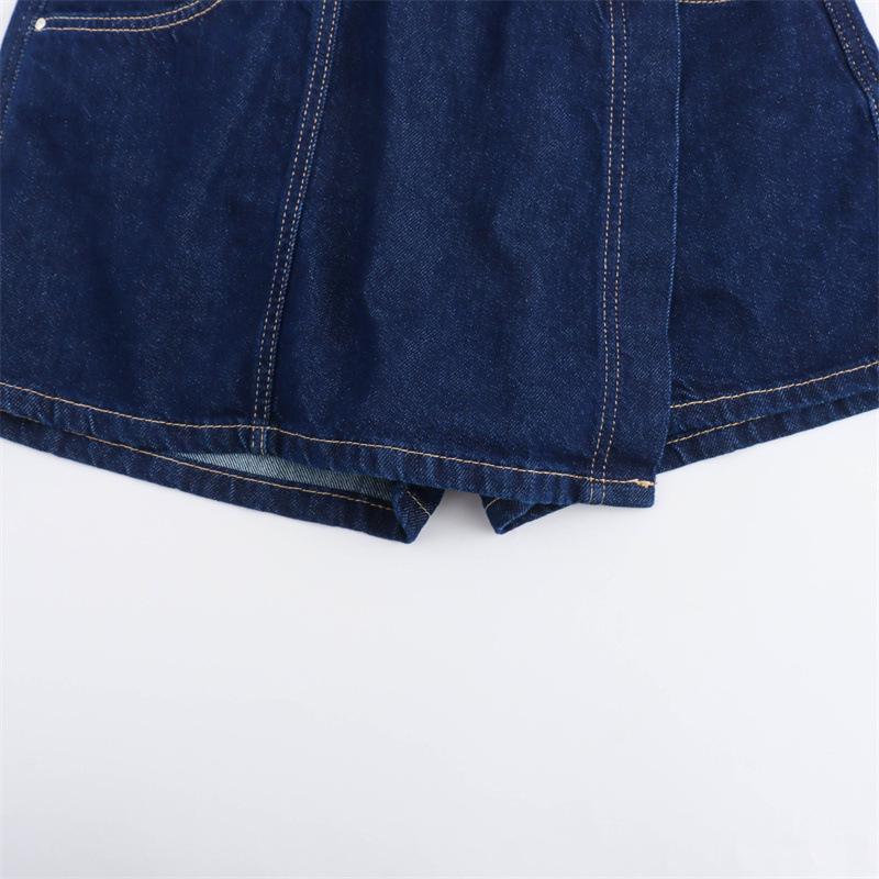 2024 Summer Double-Breasted Denim Set: Short Sleeve Shirt & Skirt Pants