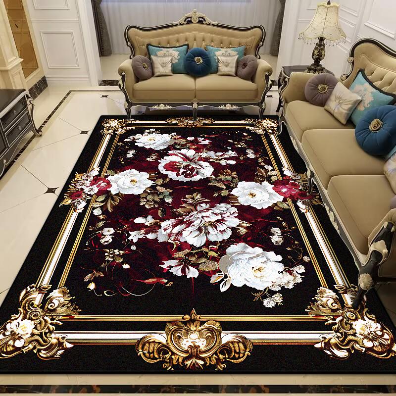 European Style Large Size Luxury Rugs Living Room Flower Design Fluffy Room Decor Bedroom Carpet Easy Cleaning Sofa Table Mat