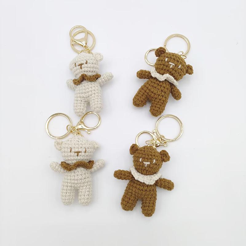 

Handmade 2025 Bear Knitted Keychain Bag Charm коричневий