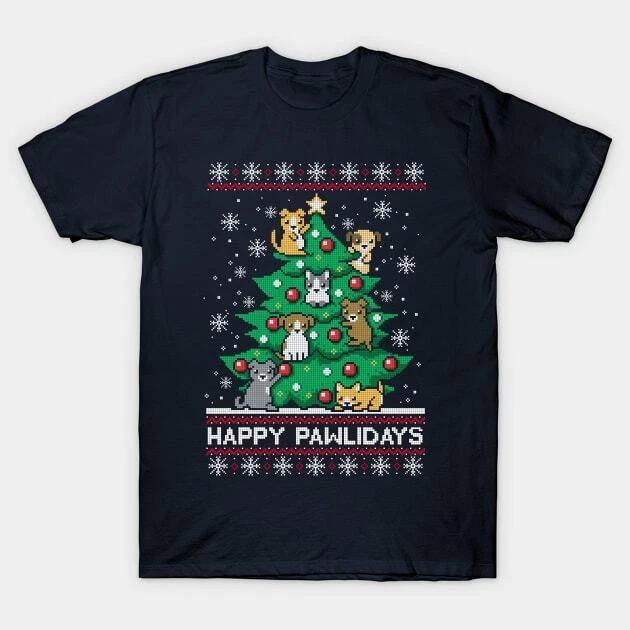 Happy pawlidays ugly christmas sweater Made in Australia T-Shirt M