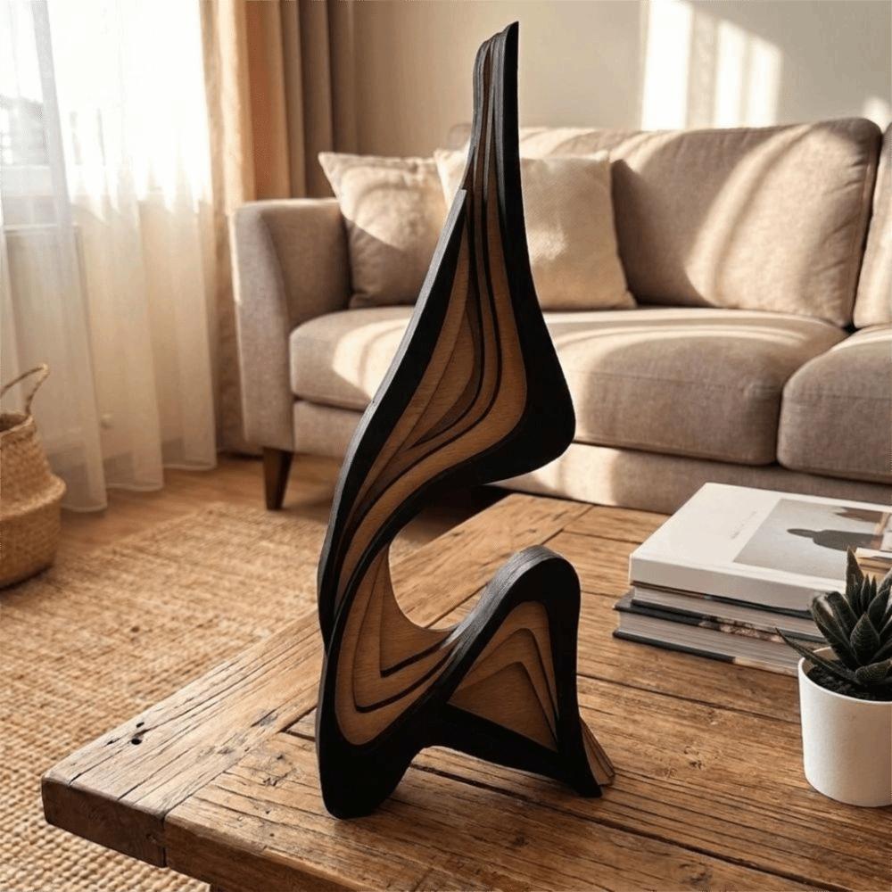 Creative Irregular Shape Wooden Ornament Artistic Abstract Wood Carving Home Room Decoration