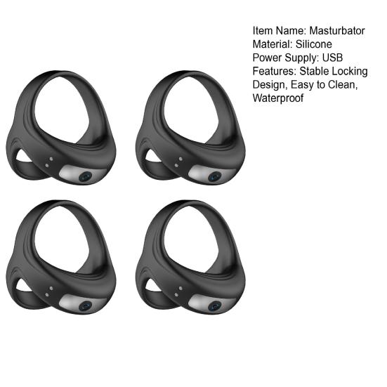 4Pcs Rechargeable Vibrating Cock Ring Silicone Triple-Structure Delay Ring Multiple Vibration Modes Waterproof Body-Safe Discreet Adult Toy