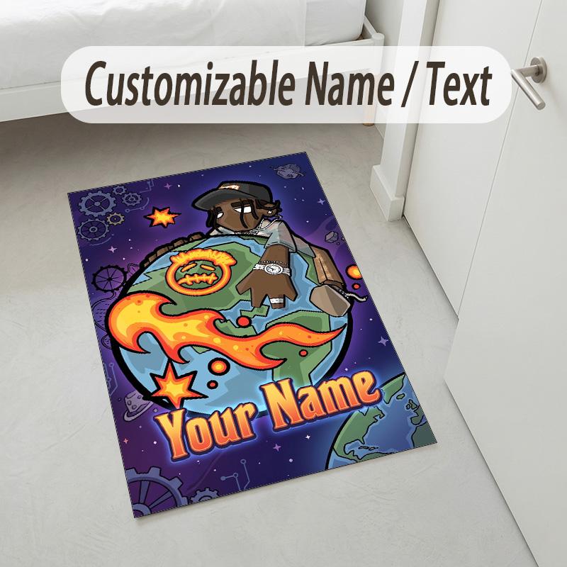 Covor personalizat din catifea de cristal, Nume personalizat imprimat Travis Scott, Covor pufos pentru decor interior casă